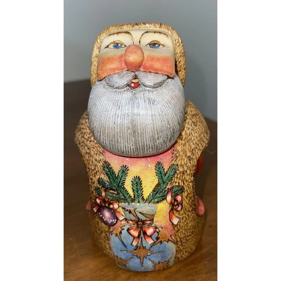 G DeBrekht Santa Christmas Hand Carved Hand Painted Russian Folk Art Signed 1999 - Picture 1 of 13